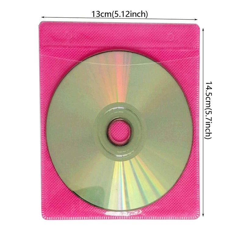 HAPLIVES CD/DVD/BluRay Sleeves,Double-Sided Refill Plastic Sleeve for CD and DVD Storage Binders,100 Pack (Pink) - Image 2
